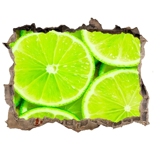 Sticker trou dans le mur Citrons verts juteux dans un trou dans le mur