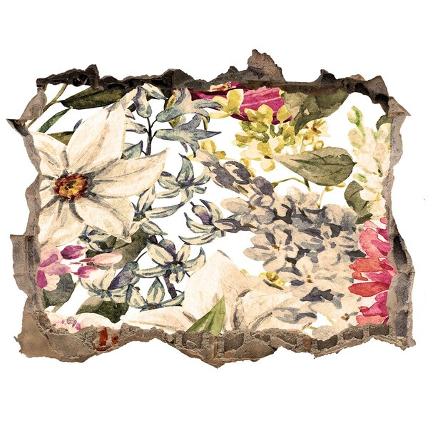 Autocollant mural trou Jardin fleuri derrière le mur