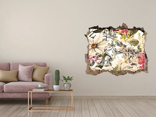 Autocollant mural trou Jardin fleuri derrière le mur
