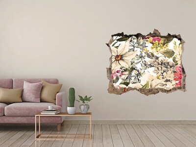Autocollant mural trou Jardin fleuri derrière le mur