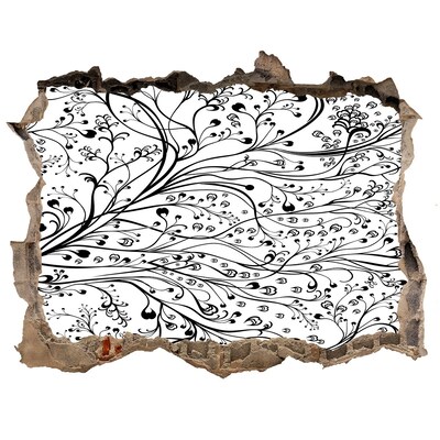 Sticker mural effet trou Motif floral sur le mur