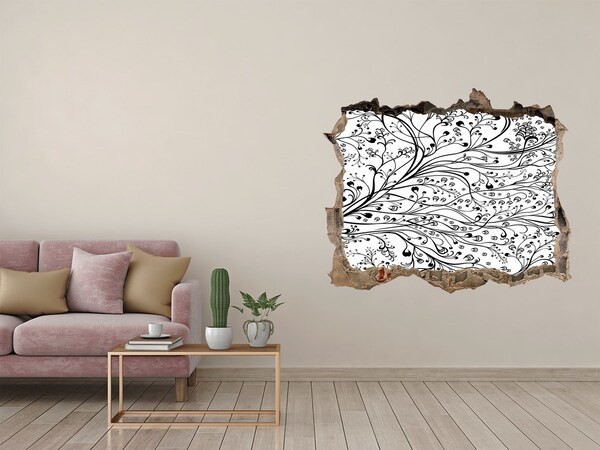Sticker mural effet trou Motif floral sur le mur