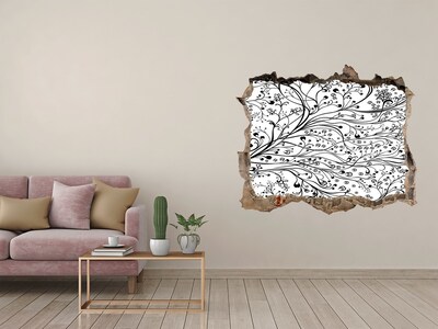 Sticker mural effet trou Motif floral sur le mur