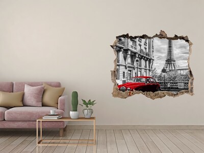 Sticker mural effet trou Voiture rouge à Paris