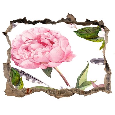 Autocollant mural trou Fresque florale à travers un trou dans le mur