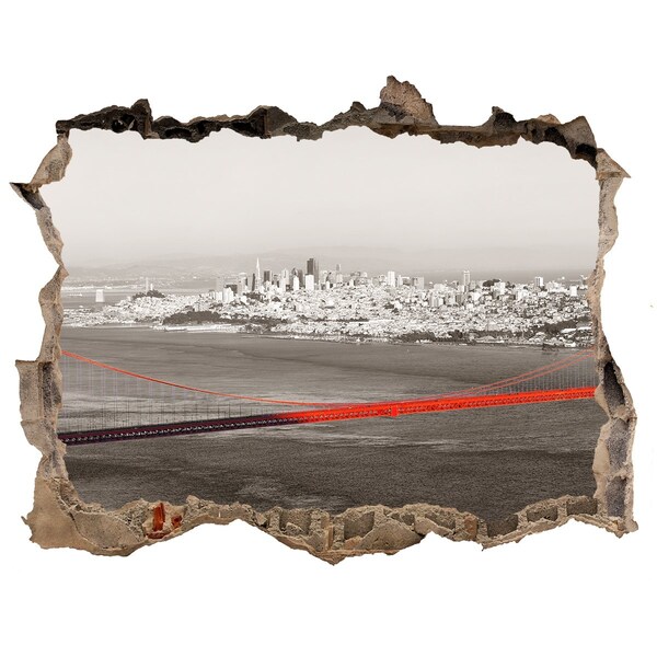 Sticker trou dans le mur Vue de San Francisco avec le Golden Gate Bridge