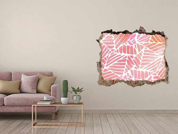 Sticker mural effet trou Motif de feuilles tropicales