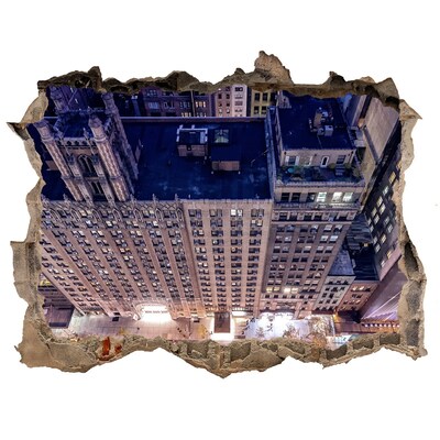 Sticker mural effet trou Vue depuis les hauteurs de la ville la nuit