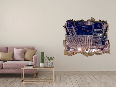 Sticker mural effet trou Vue depuis les hauteurs de la ville la nuit