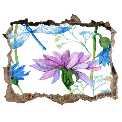 Autocollant à effet 3d trou Peinture murale florale Hole in the Wall