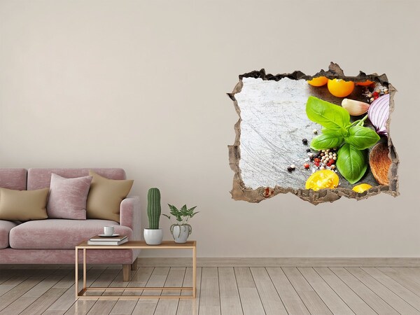 Sticker mural effet trou Inspirations de cuisine cachées derrière les murs