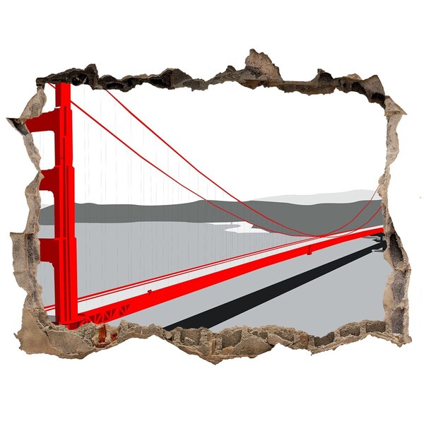 Sticker mural effet trou Le Golden Gate Bridge en Californie