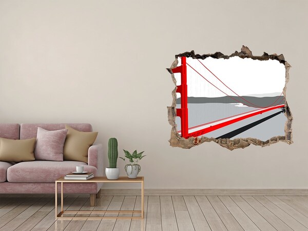 Sticker mural effet trou Le Golden Gate Bridge en Californie