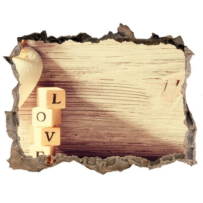 Autocollant à effet 3d trou L'amour dans un mur brisé