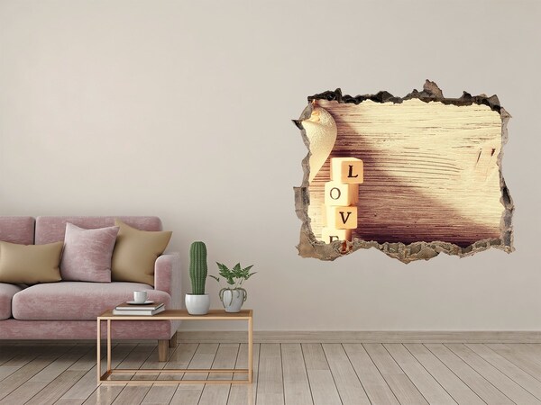 Autocollant à effet 3d trou L'amour dans un mur brisé