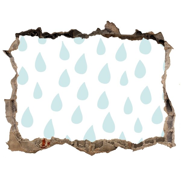 Autocollant à effet 3d trou Des gouttes de pluie derrière le mur