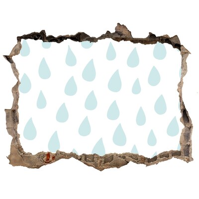 Autocollant à effet 3d trou Des gouttes de pluie derrière le mur