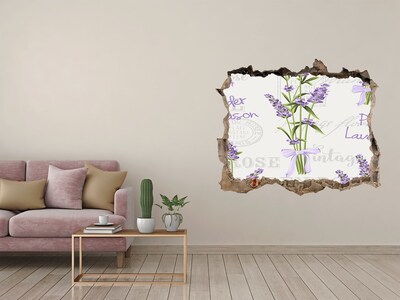 Sticker mural effet trou Jardin de lavande vintage