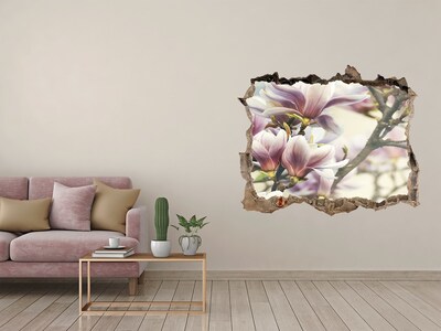 Autocollant mural trou Des fleurs de magnolia dans un mur endommagé