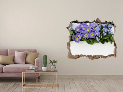 Sticker mural effet trou Fleurs bleues pierre