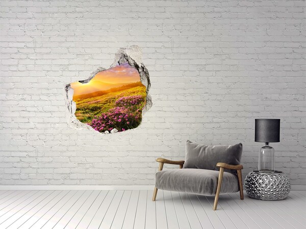 Sticker mural effet trou Paysage de montagne au coucher du soleil
