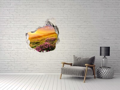 Sticker mural effet trou Paysage de montagne au coucher du soleil