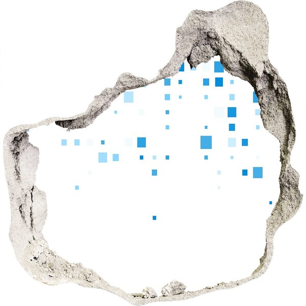 Autocollant mural trou Un mur abîmé avec des carrés bleus