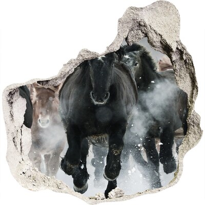 Sticker trou dans le mur Des chevaux galopent à travers le mur