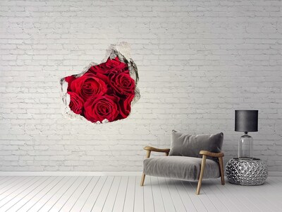 Sticker mural effet trou Des roses dans un mur en ruine