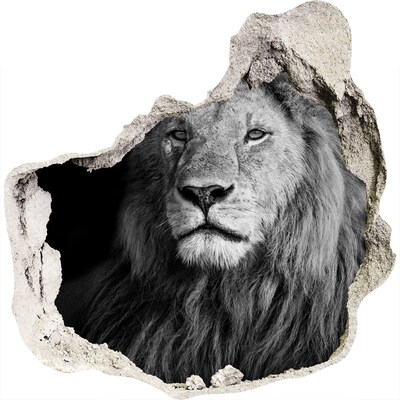 Autocollant à effet 3d trou Lion dans un trou dans le mur