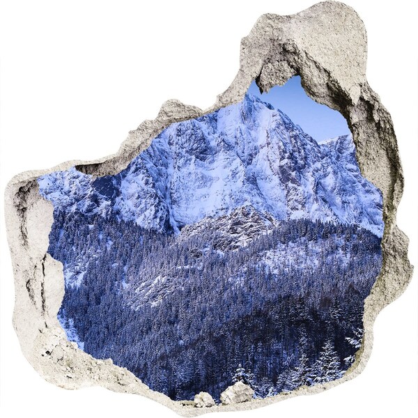 Autocollant à effet 3d trou Paysage de montagne en hiver