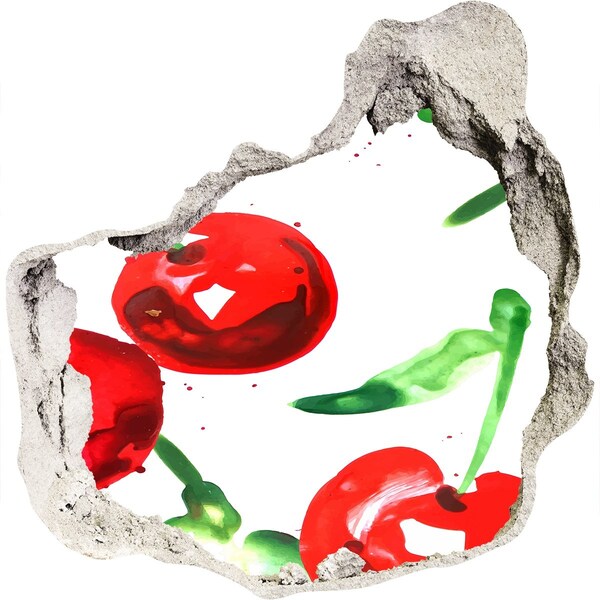 Autocollant mural trou Cerises rouges dans un trou dans le mur