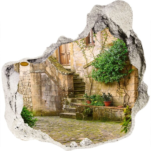 Sticker trou dans le mur Escalier charmant dans une ville ancienne