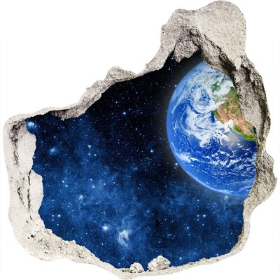 Sticker mural effet trou Vue cosmique depuis un trou dans le mur