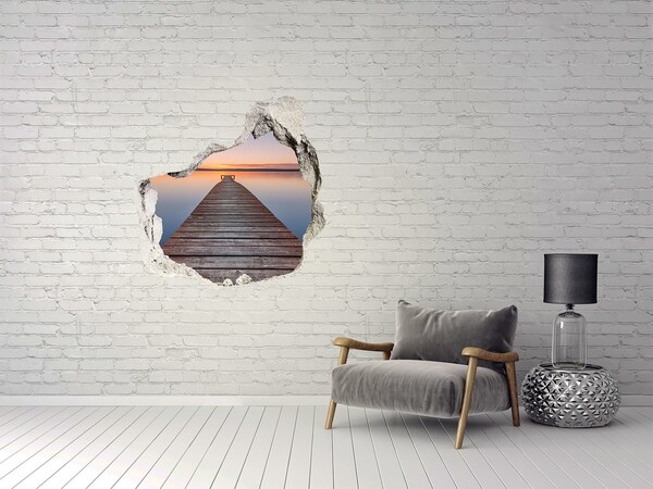 Sticker mural effet trou Coucher de soleil sur le lac