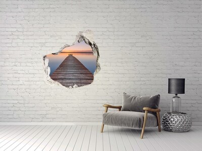 Sticker mural effet trou Coucher de soleil sur le lac