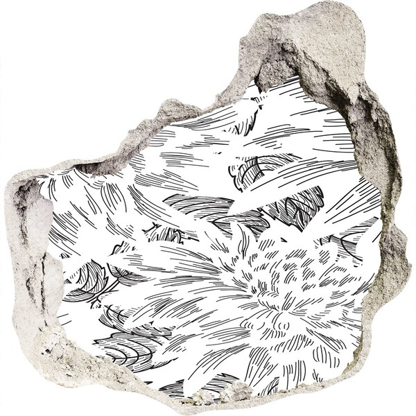 Sticker mural effet trou Motif floral trou dans le mur