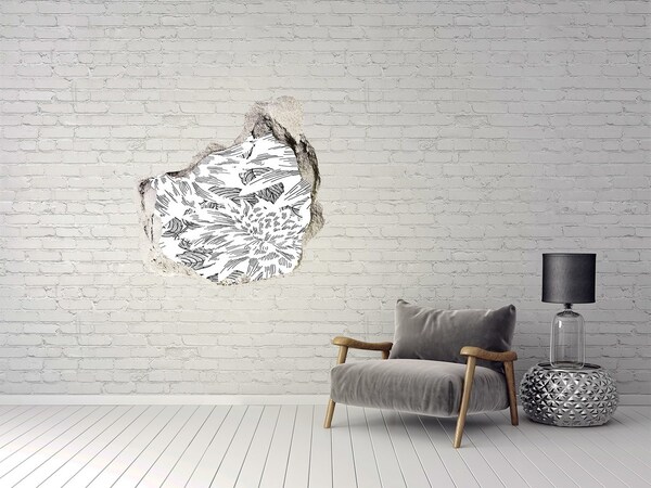 Sticker mural effet trou Motif floral trou dans le mur