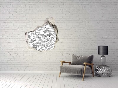 Sticker mural effet trou Motif floral trou dans le mur