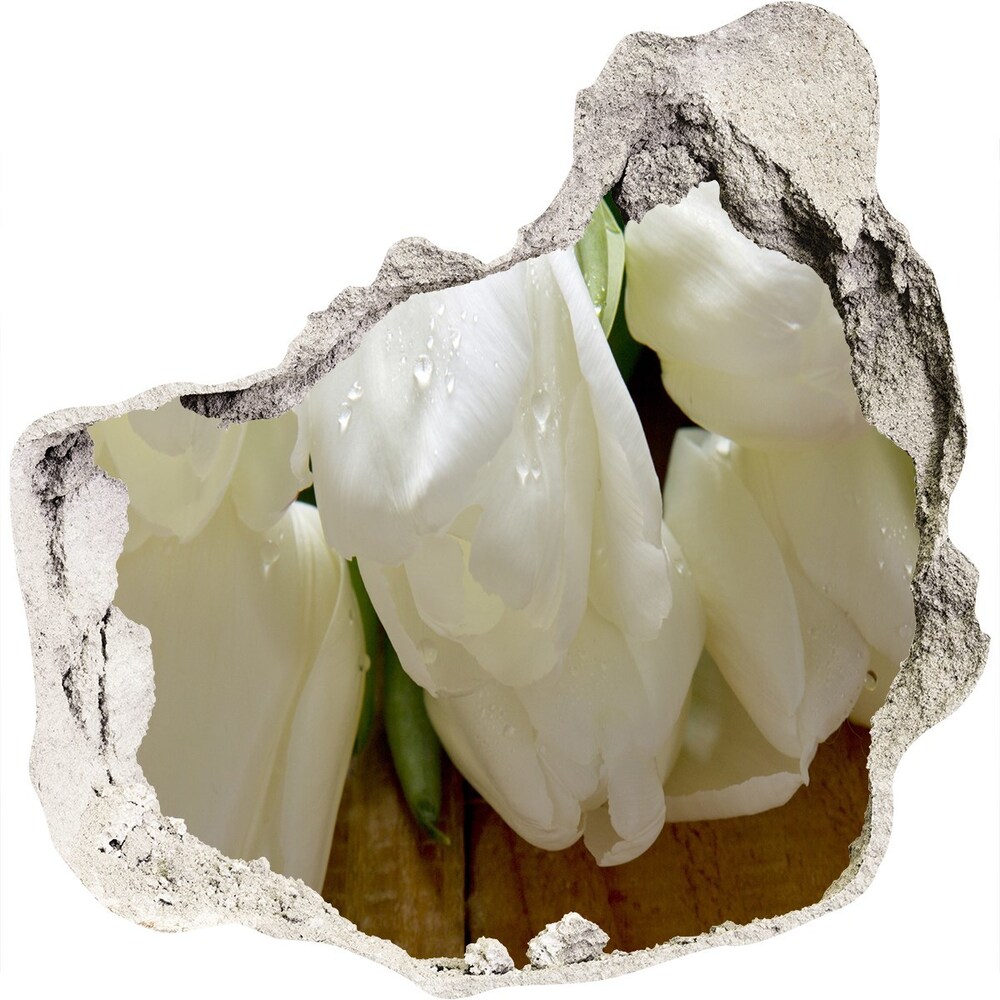 Autocollant à effet 3d trou Tulipes blanches fleurs grès