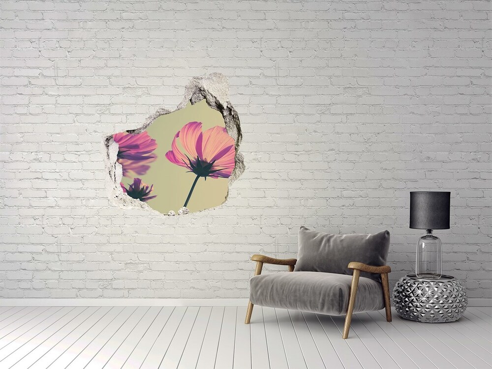 Sticker mural effet trou Fleurs roses grès