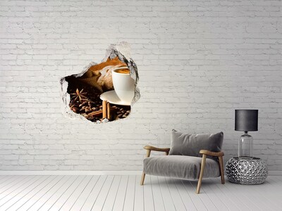 Sticker mural effet trou Café et pain frais