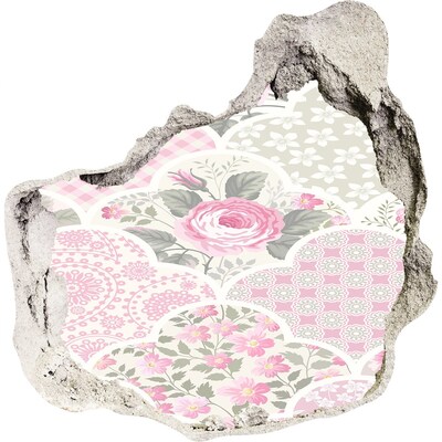 Autocollant mural trou Motif floral trou dans le mur