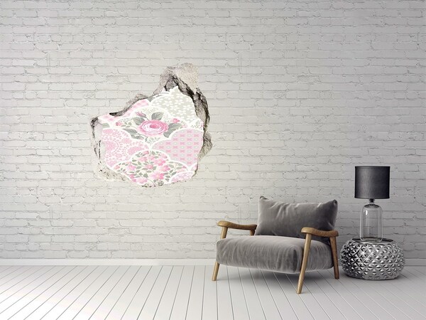 Autocollant mural trou Motif floral trou dans le mur