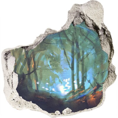Autocollant à effet 3d trou Forêt mystérieuse au clair de lune