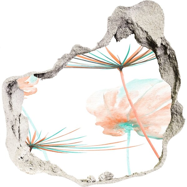 Sticker trou dans le mur Paysage fleuri à travers un trou dans le mur