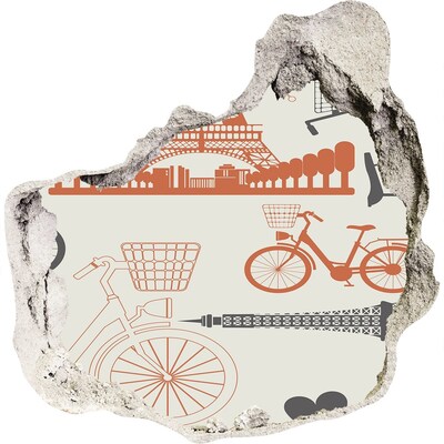 Sticker mural effet trou Paris en détail