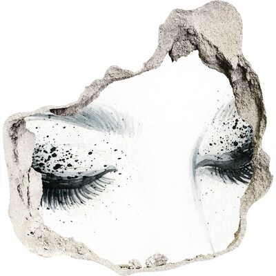 Sticker trou dans le mur Les yeux fermés dans un trou dans le mur