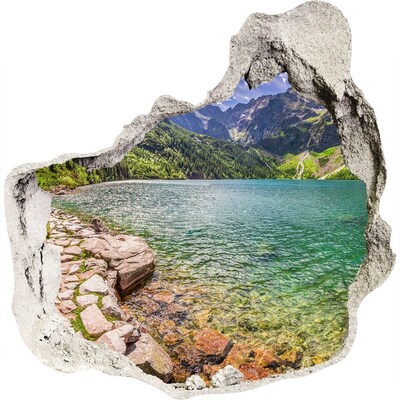 Autocollant à effet 3d trou Lac de montagne dans la vallée