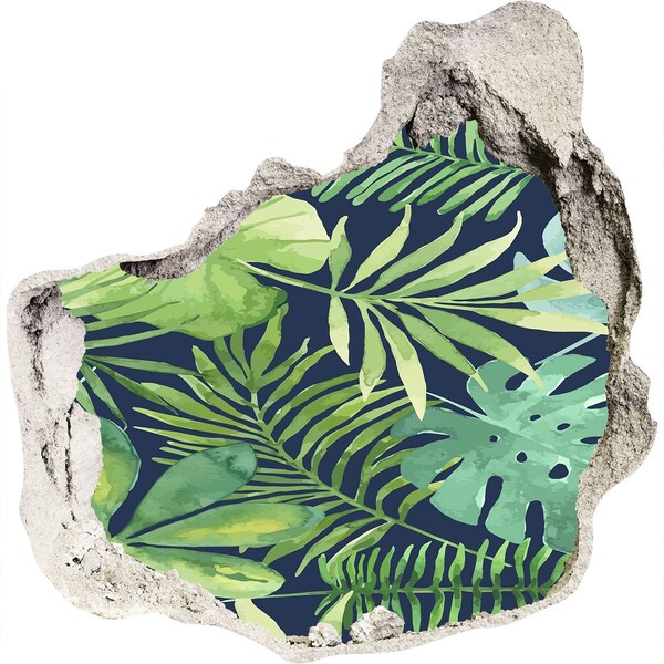 Sticker mural effet trou jungle tropicale